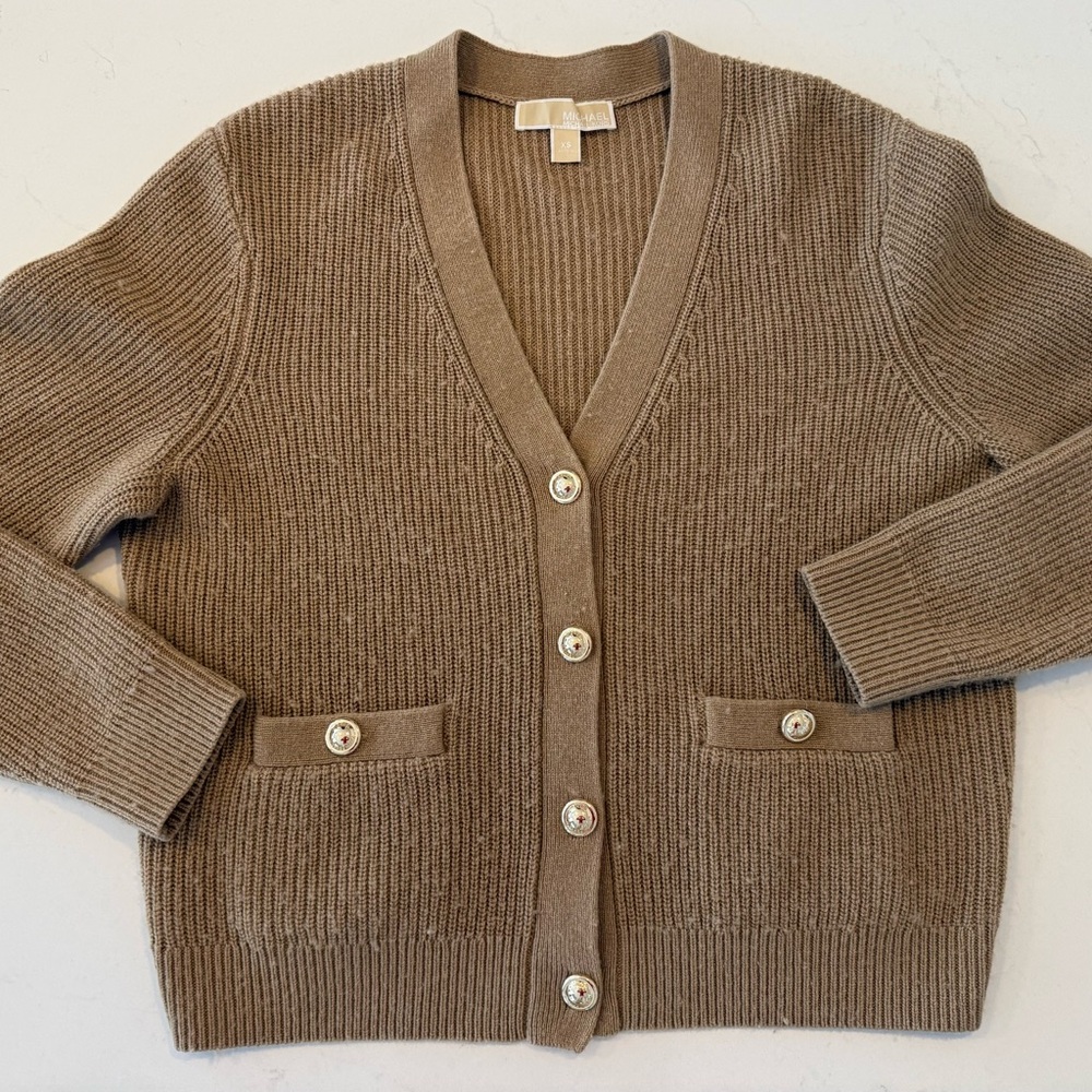 Michael Kors Tan Button-Up Cardigan